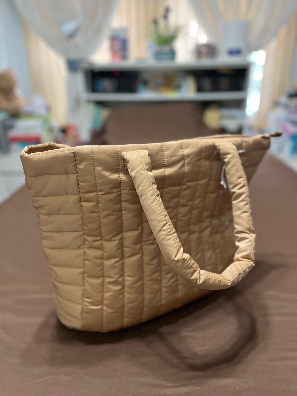 GAP Quilted Puffer Tote Bag in Beige - Picture 2 of 8